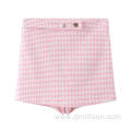 Women Pink Checks Yarn Dyed Shorts